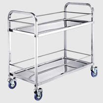Stainless steel two-layer wine cart Hotel dining cart trolley Double-layer restaurant delivery cart bowl cart Hot pot shop cart
