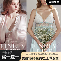  Van You Kapo home clothes Womens spring and Autumn nightgown sexy pajamas ice silk suit suspender skirt two-piece counter