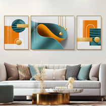 Post-modern light luxury living room decorative painting Orange simple abstract geometric mural sofa background wall hanging painting triple painting