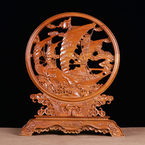 Peach Wood smooth sailing boat sailboat ornaments solid wood living room dragon boat Screen Crafts desk living room decorations