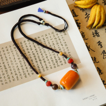 (Swallows) 11 02 grams of natural Old Beeswax barrel beads pendant amber necklace for men and women