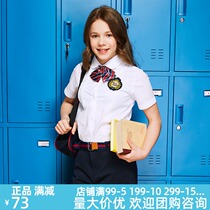 Eaton Gide school uniform British college childrens clothing summer girls short sleeve shirt female student short sleeve shirt 09C229