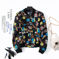 Autumn new super beautiful fashion temperament owl stand collar baseball uniform womens short jacket jacket