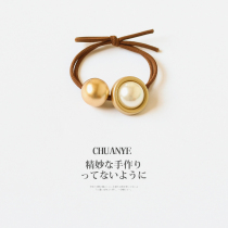 Korean simple pearl round beads hair circle bow temperament head rope fashion tie hair ponytail band adult female hair accessories