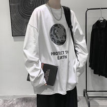 Spring long sleeve t-shirt male wave loose round neckline bottom-shirt-ins-ins-in-port wind mens autumn clothing 100 hitchhiking