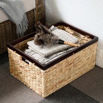 Kens Grass Compiled Containing Box Large Woven Containing Basket Clothing Containing Basket Retro Wood Edge Containing Basket Woven Basket