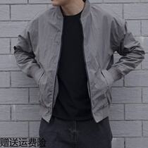 Spring and autumn jacket mens trend Japanese black thin vertical version of the fashion jacket mens Korean version of the trend baseball uniform loose and wild
