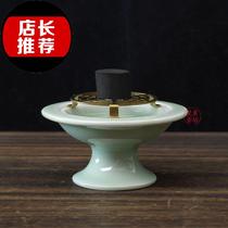 See Su Tuo made green e porcelain carbon plate Pure copper carbon frame Incense supplies Incense carbon ignition with ancient air incense kit