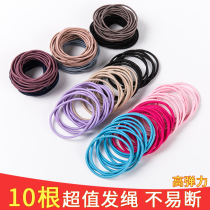 Hongjin 10 sets of adult hair rope hair accessories Korean color does not hurt hair band Simple Joker ponytail head rope Hairband