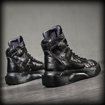 Junyu Weideng Martin boots trendy shoes high-end casual board shoes youth leather National Tide mens shoes thick soles graffiti work boots