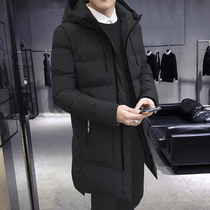 Cotton coat mens medium and long down cotton clothing trend handsome autumn and winter coat 2021 new winter quilted jacket mens clothing