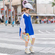 Children's clothing girls' shirt long sleeve 2021 spring new children's foreign style shirt Zhongda children's college style shirt skirt tide