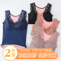 Lace Warm Vest Woman Thicken Plus Suede Big Code With Chest Cushion Beauty Body Interior Wear Chill Cotton Underwear Autumn winter
