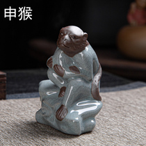 Ceramic 12 zodiac zodiac family of tea darling with small monkey can raise open piece tea table tea set tea tray tea road accessories