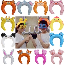 Childrens Day Balloon Mask Hair Hoop Cartoon Aluminum Membrane Balloon Headwear Net Red Day Push Activity Small Gifts