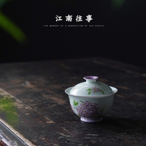 Jingdezhen Cover Bowl Tea Cup Single White Porcelain With Cover Kung Fu Tea Tea Art 110cc Small Number Woman Thin Tire Tea Bowl