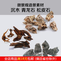 Small rockery green dragon stone sunken wood Pine stone volcanic stone Moss micro landscape ecological bottle DIY landscape material