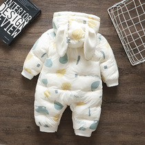 Baby winter clothing one-piece clothes 2022 new spring and autumn outside wearing down cotton clothes baby climbing to warm newborn clothes