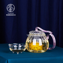 Flower Teapot set All-glass fruit teapot Filter transparent household striped Teapot Office single tea set