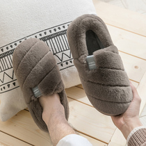 Mens cotton slippers winter home bag with thick soled indoor plush warm autumn and winter moon home non-slip women