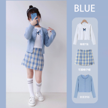 Girls bm Wind Knitted Cardigan 2021 New Thin Sweater Jacket Korean Solid Color Slim Childrens Top