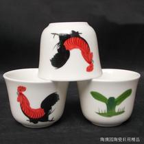 Rooster Ceramic tea cup Anti-mouth round restaurant Teahouse Restaurant Small cup Tea hotel Farm house tableware