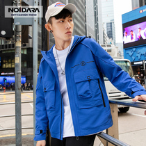 no1dara spring hooded jacket male Korean version loose thin section printed tooling clothes tide brand youth jacket male