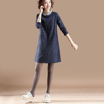 Dress autumn women 2019 new long-sleeved doll collar Korean version a-line skirt Dialong original large size lace even