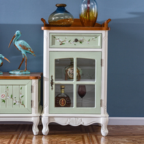 Wine cabinet living room glass display cabinet American side cabinet modern simple small wine cabinet single door wine cabinet solid wood