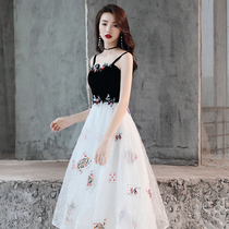 White dress skirt female 2021 new party banquet birthday party dress dress small dress socialite thin