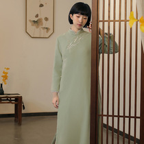 2021 new original design improved cheongsam Chinese style retro cotton dress zen tea dress female