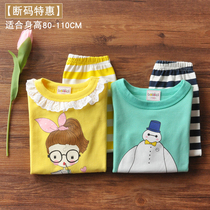 (Off code special)Girls underwear set Spring and autumn cotton stretch baby autumn clothes Autumn pants Childrens cotton sweater pants