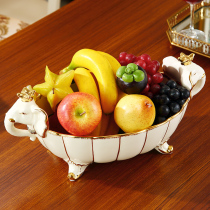 New town house Elephant fruit plate European creative home ceramic fruit bowl Luxury living room high-end home decoration ornaments