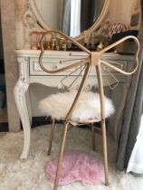 Iron gold dining chair theme dining hall chair master design art back chair creative iron chair thick bow chair