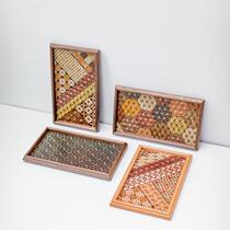  Japanese wooden craftsman Japanese mini exquisite pen tray Retro solid wood parquet cup plate creative storage tray