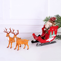 Santa Claus deer pull car large sleigh car hotel shopping mall props decoration snowman Christmas decoration set