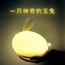 Creative cute rabbit silicone lamp nightlight bedside patting lamp baby feeding eye protection sleep lamp bedroom bedside lamp