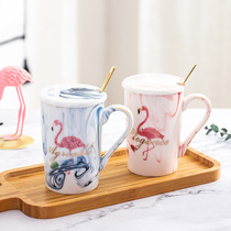 Nordic wind INS Net red fire bird marble ceramic cup cute business office coffee flower tea cup