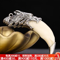 Wolf tooth pendant mens sterling silver necklace real wolf dog tooth pendant retro domineering Joker tooth personality pendant tide