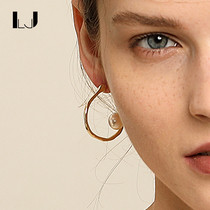 little joys925 silver gold gilded big C bone pearl earrings fashion atmosphere light luxury style original niche