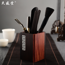 Tianshengtang Tea Ceremony Six gentlemen rosewood set creative household Kung Fu tea accessories Solid wood storage tea tube