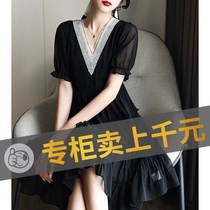 Foreign trade Export International 1st line Brand womens clothing Yu Shan Exterior Single Cut and Qing Warehouse O-stock Hepburn Temperament Even Dress Summer