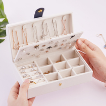 New jewelry box leather Princess European style jewelry box hand decoration box earrings earrings earrings earrings storage box