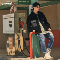 KDZ Tide brand denim ankle-length pants mens 2021 autumn and winter New straight tube hole patch bag overalls pants cone Thin Thin