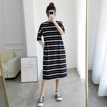 Pregnancy Woman Dress Summer Dress Dress Dress Fashion Tshirt Long Dress Damp Spicy Mother Loose Big Code Breastfeeding Breastfeeding Skirt Summer Dresses