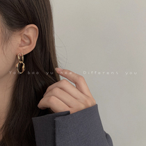 Korean temperament metal geometric studs female ins cold wind high-end simple personality earrings 2021 New Tide