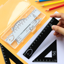 Ruler set stationery Primary School students aluminum alloy ruler Japan and South Korea set of geometric graphics cute second grade soft ruler with wavy line girl type Net red female ins Wind stainless steel multifunctional drawing