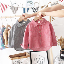 2021 Autumn Fitted New Children Long Sleeve Shirt Male and female Child Lining Stripes Loose Foreign Air Pure Cotton Baby Lining Tide