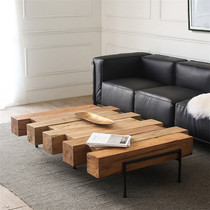 Nordic solid wood coffee table fashion simple retro old home living room creative industrial style log small coffee table table