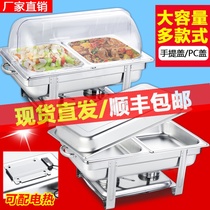  Square stainless steel buffet stove Electric heating insulation stove Transparent clamshell Buffy stove Breakfast stove Commercial insulation pot